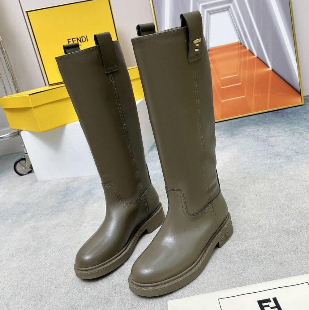 F**di Filo Green Leather Boots