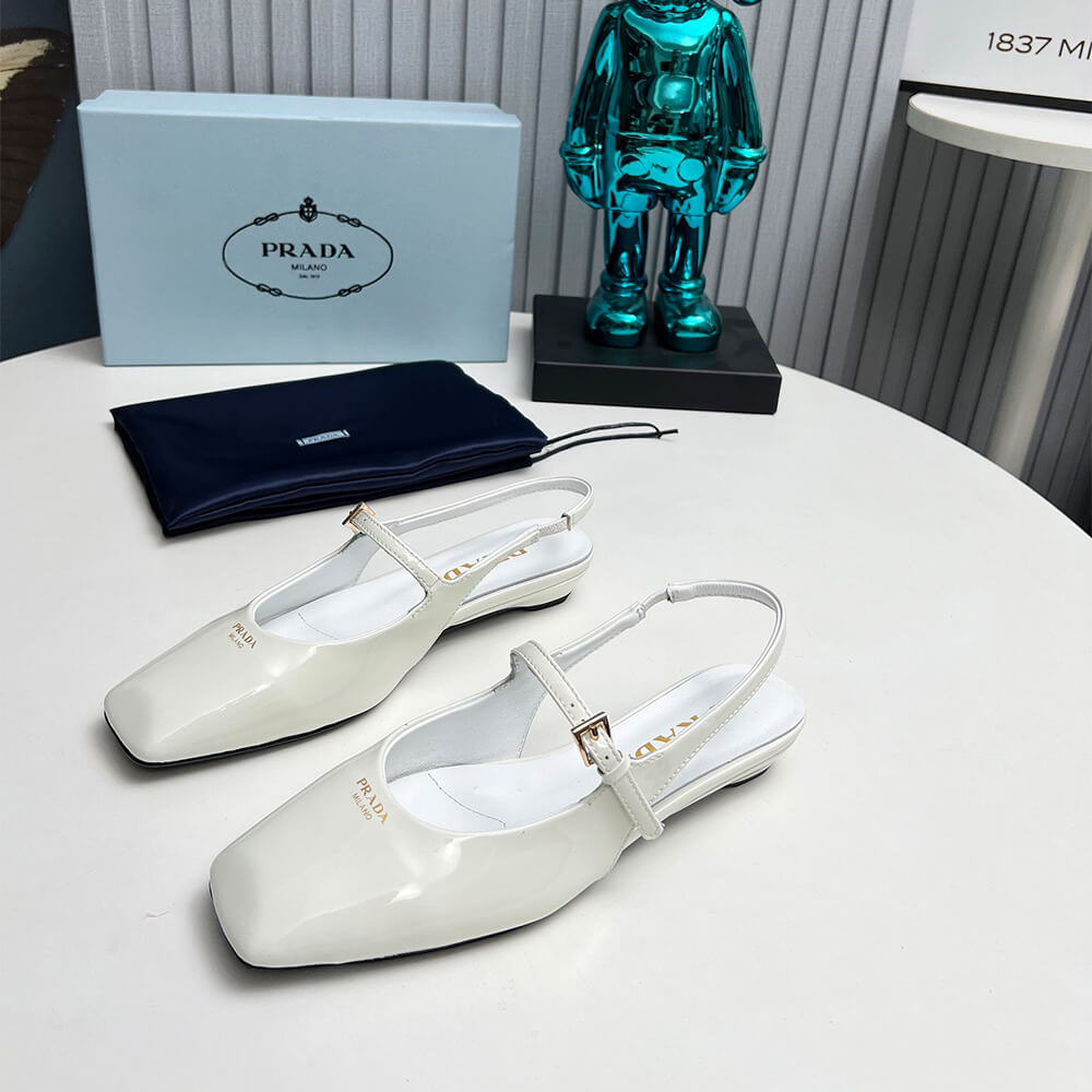 Pra*a Patent Leather Slingback Ballerinas