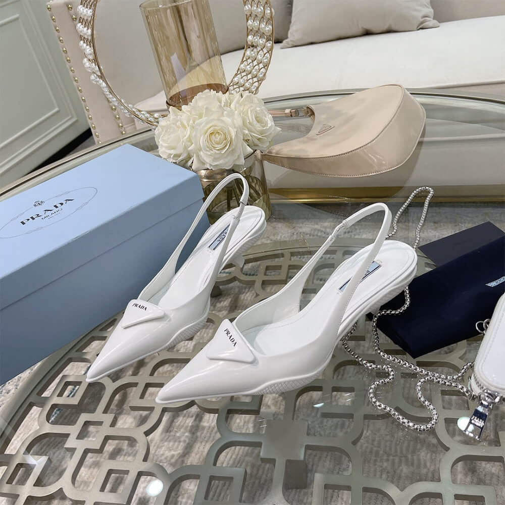 Pra*a Brushed Leather Slingback Pumps