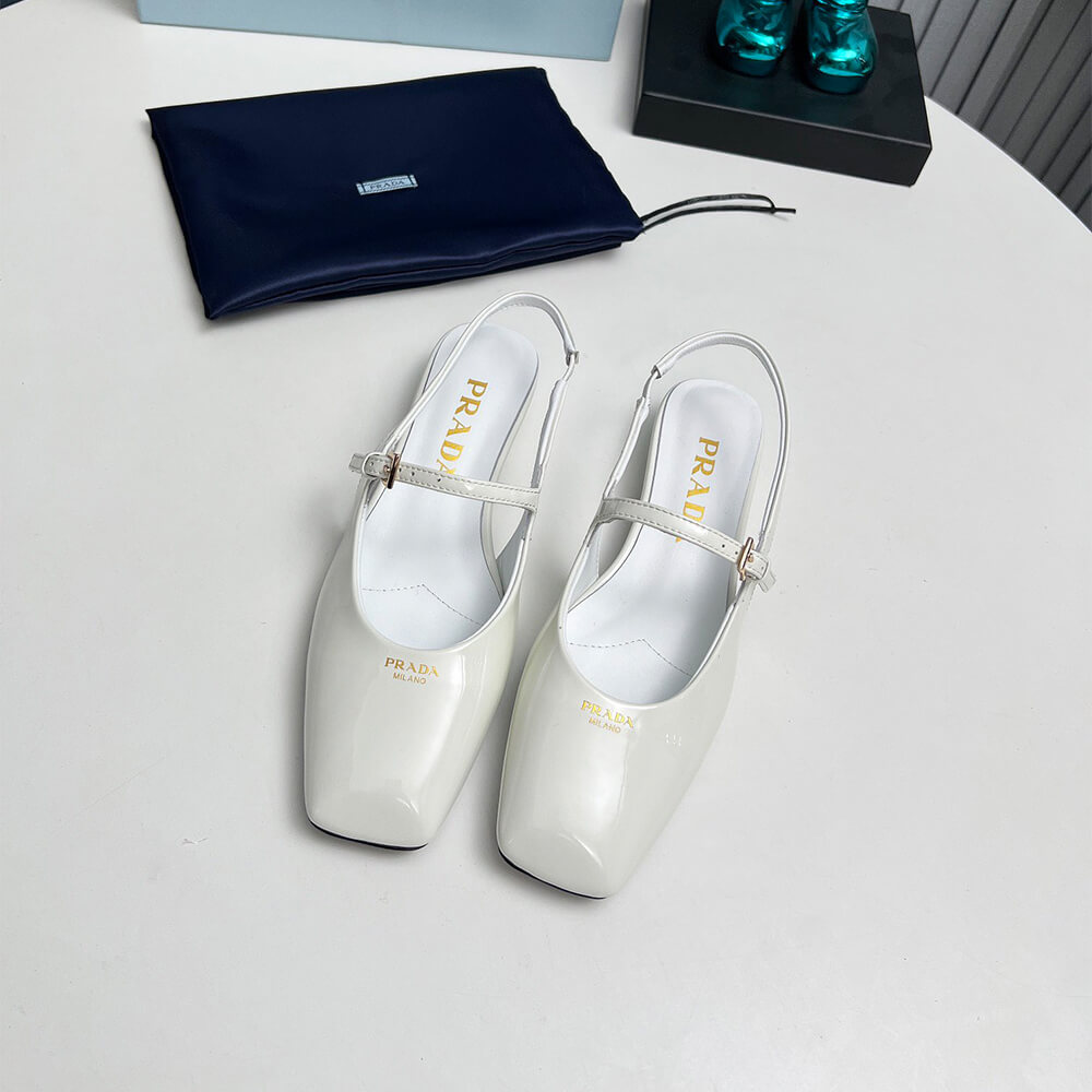 Pra*a Patent Leather Slingback Ballerinas
