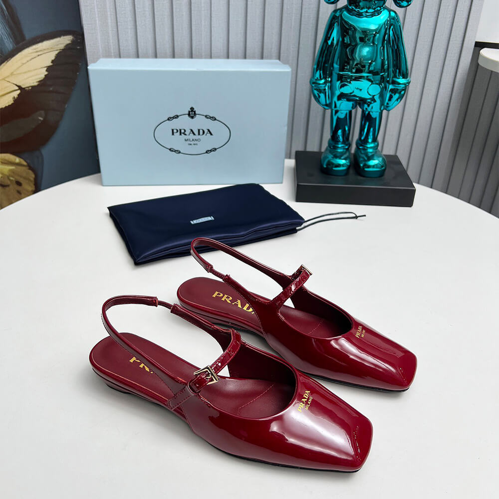Pra*a Patent Leather Slingback Ballerinas