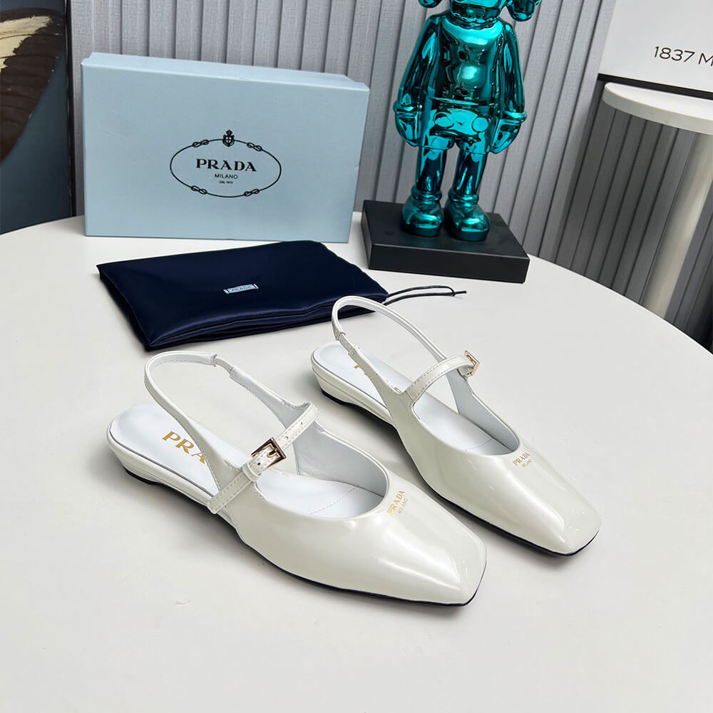 Pra*a Patent Leather Slingback Ballerinas