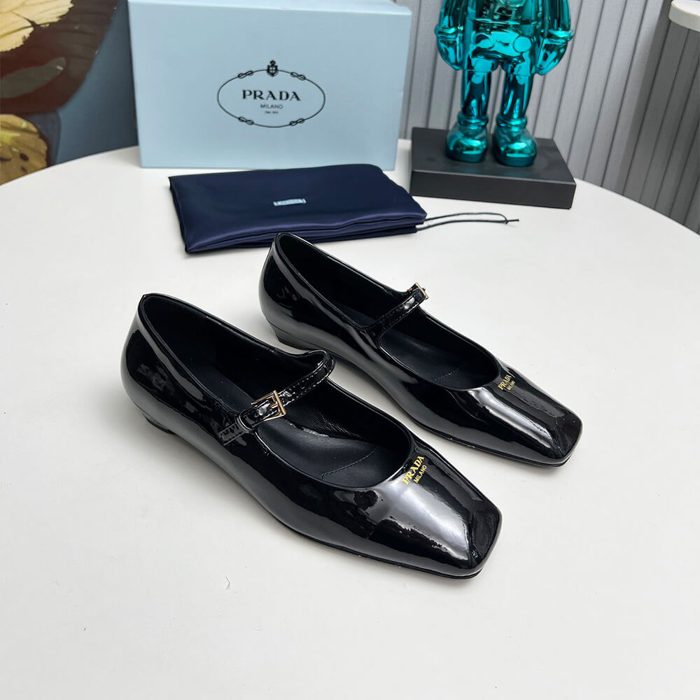 Pra*a Patent Leather Mary Jane Ballerinas