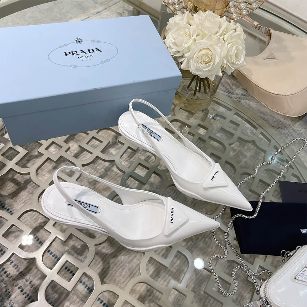 Pra*a Brushed Leather Slingback Pumps