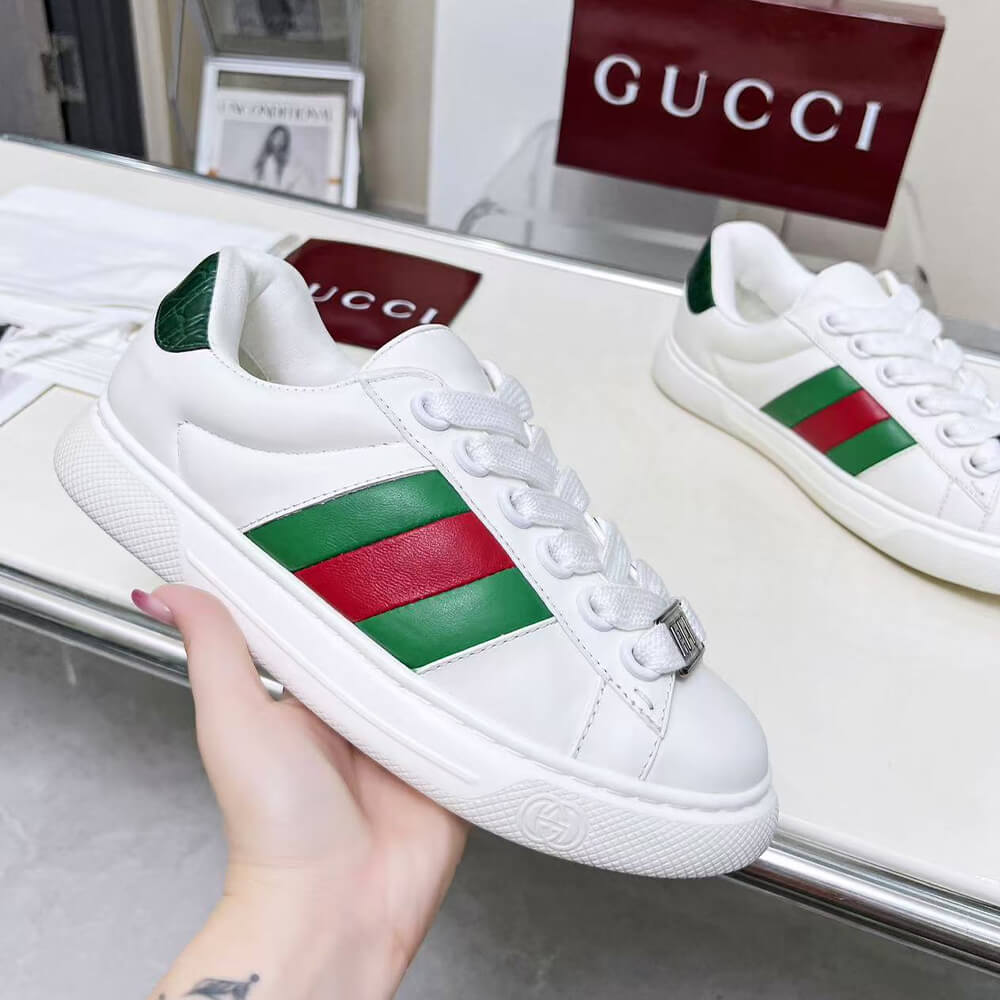Gvc*1 Ace Web Stripe leather sneakers