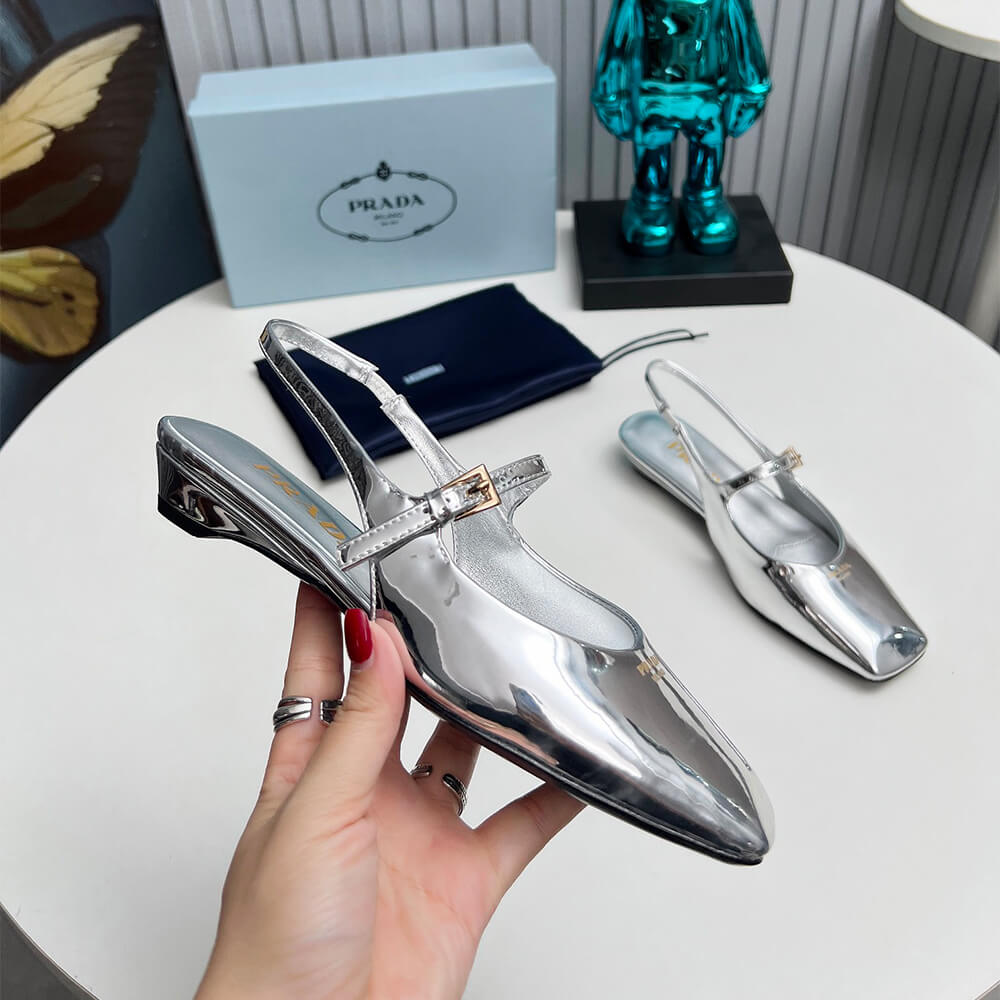 Pra*a Patent Leather Slingback Ballerinas