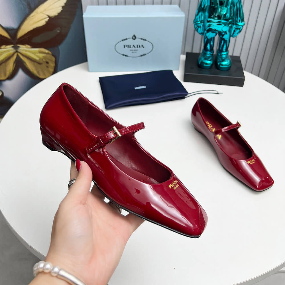 Pra*a Patent Leather Mary Jane Ballerinas
