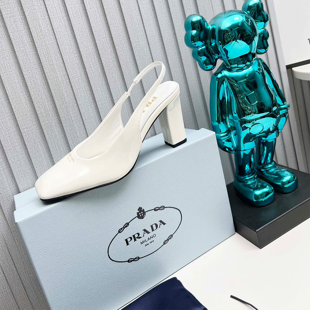 Pra*a Patent Leather Slingback Pumps 85 mm