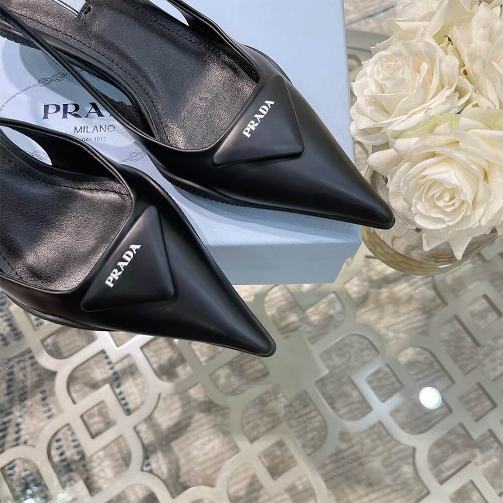 Pra*a Brushed Leather Slingback Pumps