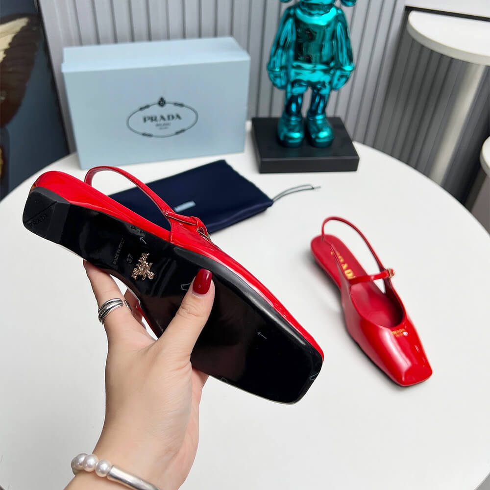 Pra*a Patent Leather Slingback Ballerinas