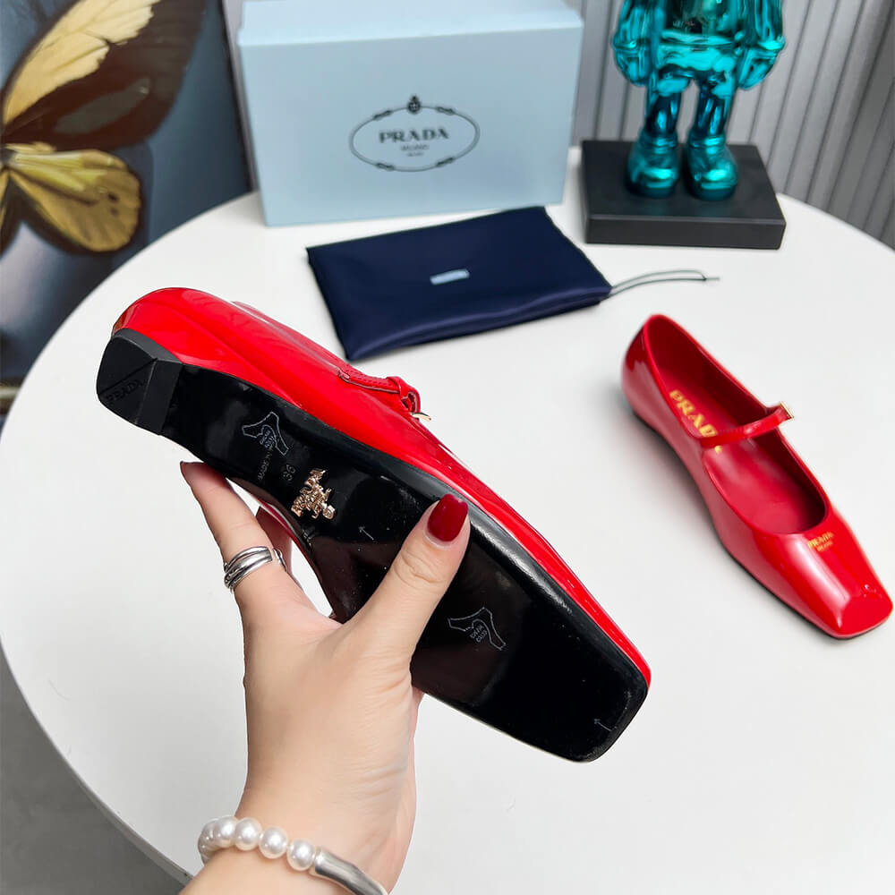 Pra*a Patent Leather Mary Jane Ballerinas