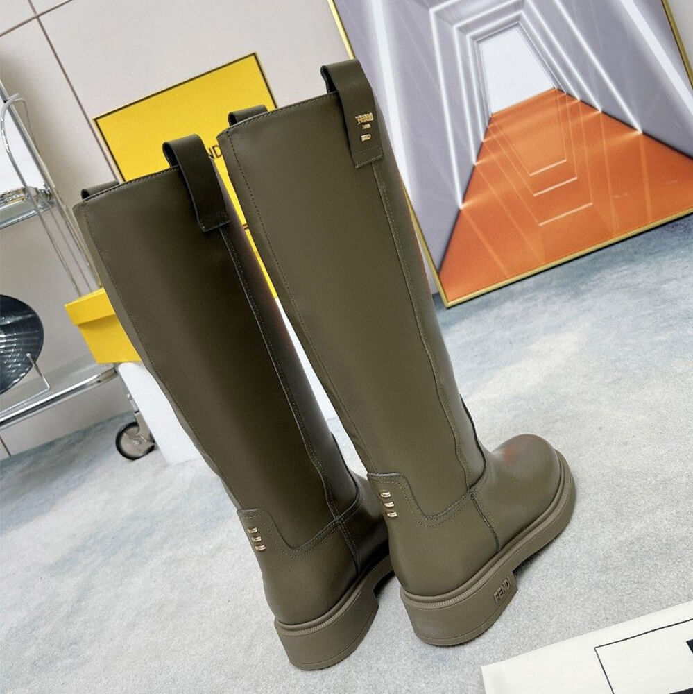 F**di Filo Green Leather Boots