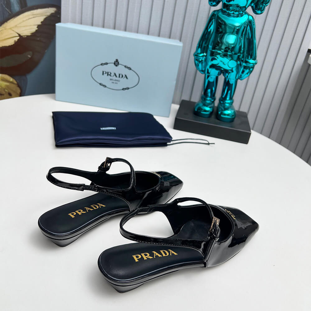 Pra*a Patent Leather Slingback Ballerinas