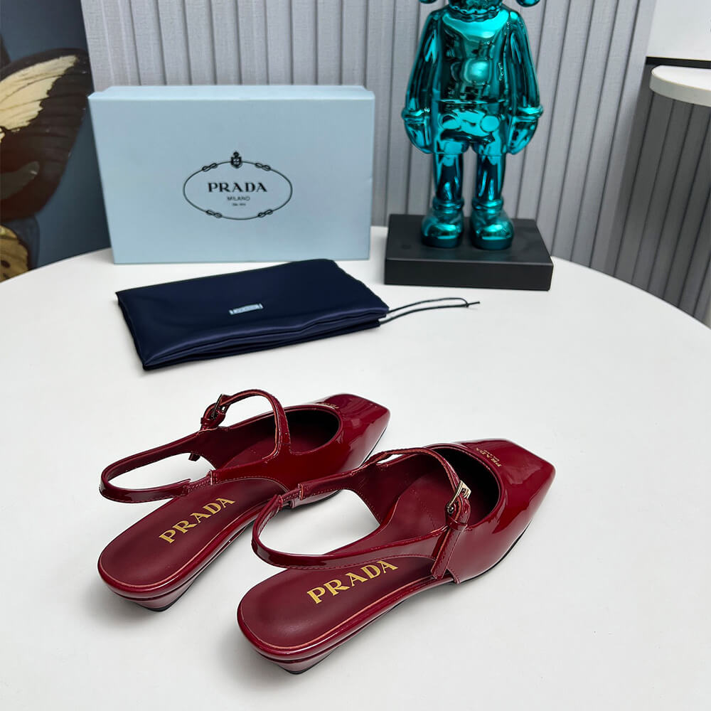 Pra*a Patent Leather Slingback Ballerinas