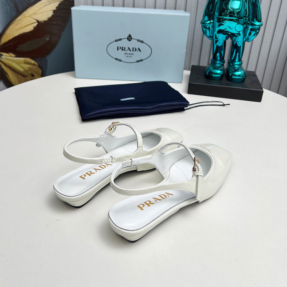 Pra*a Patent Leather Slingback Ballerinas
