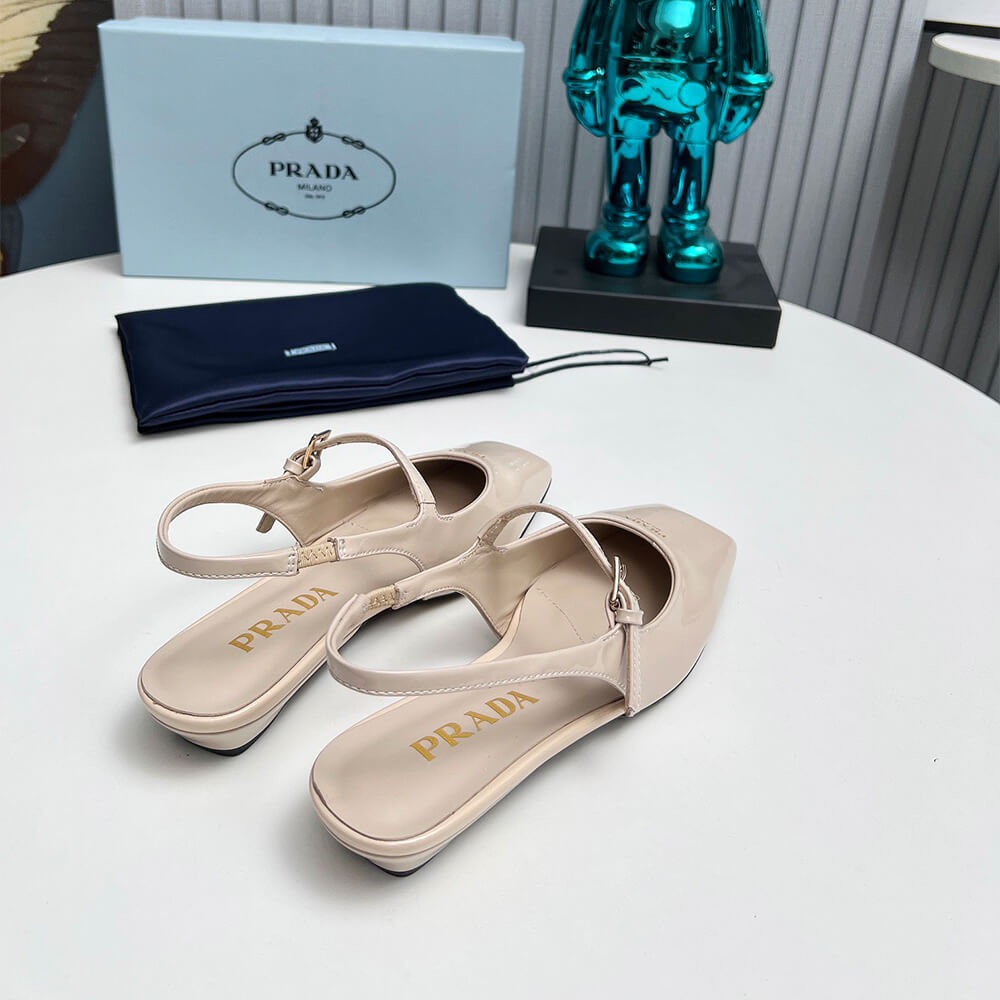 Pra*a Patent Leather Slingback Ballerinas
