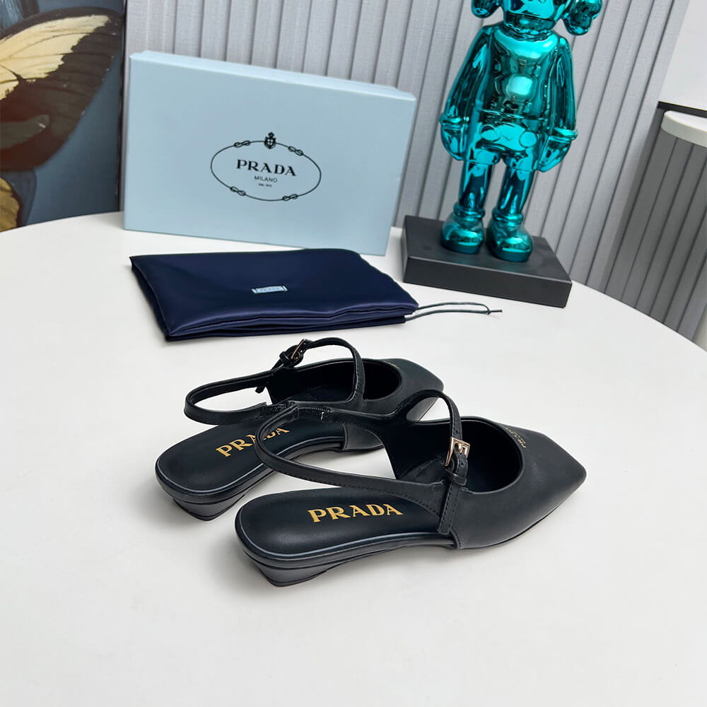 Pra*a Leather Slingback Ballerinas