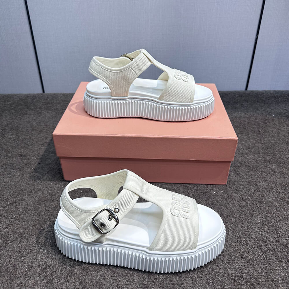 M1um1u Denim flatform sandals