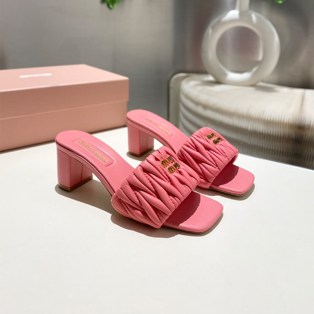 M1um1u Matelass?? nappa leather slides