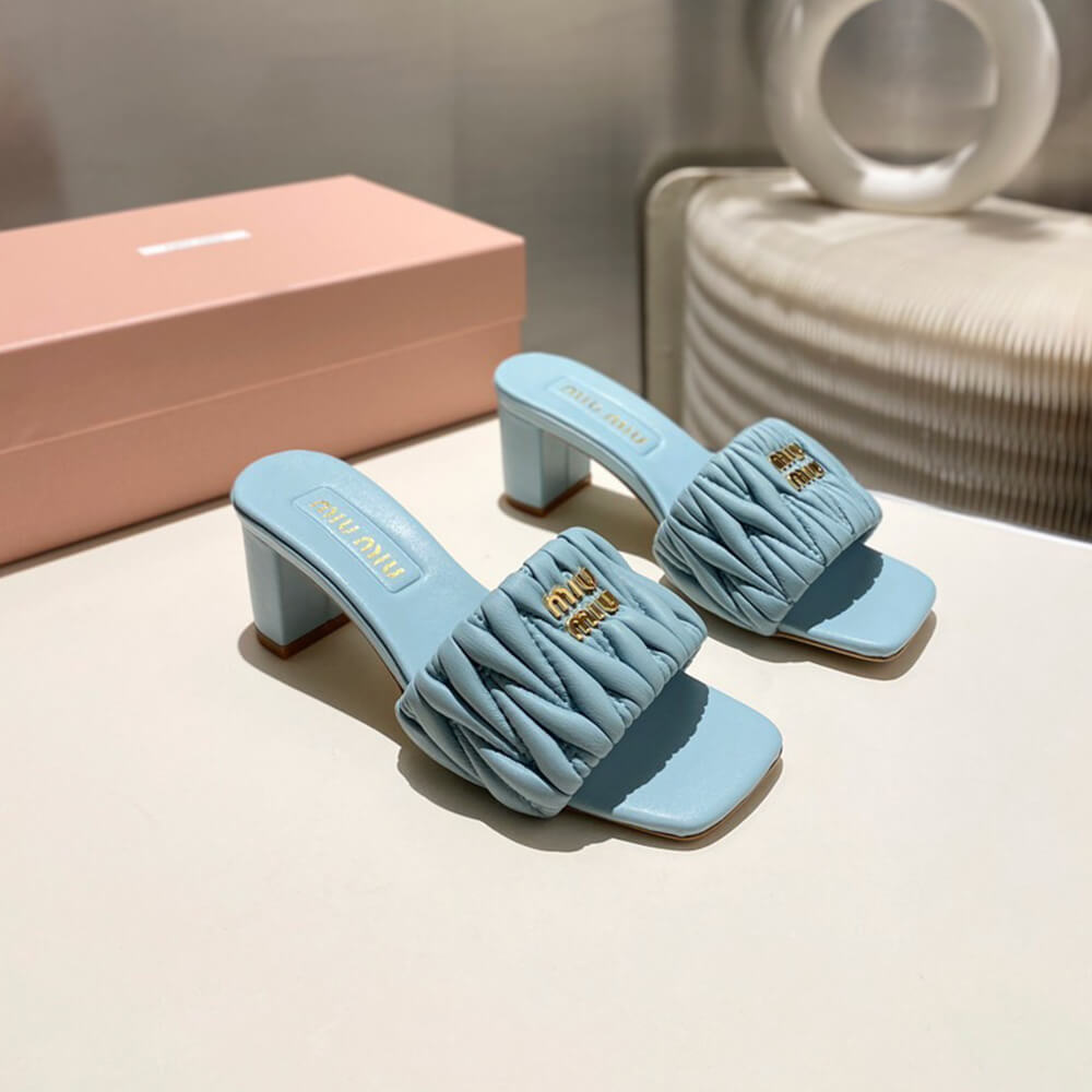 M1um1u Matelass?? nappa leather slides