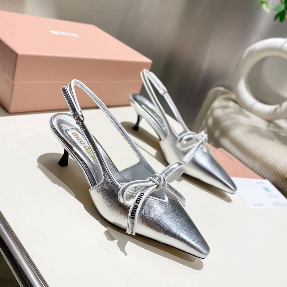 M1um1u Nappa leather slingback pumps