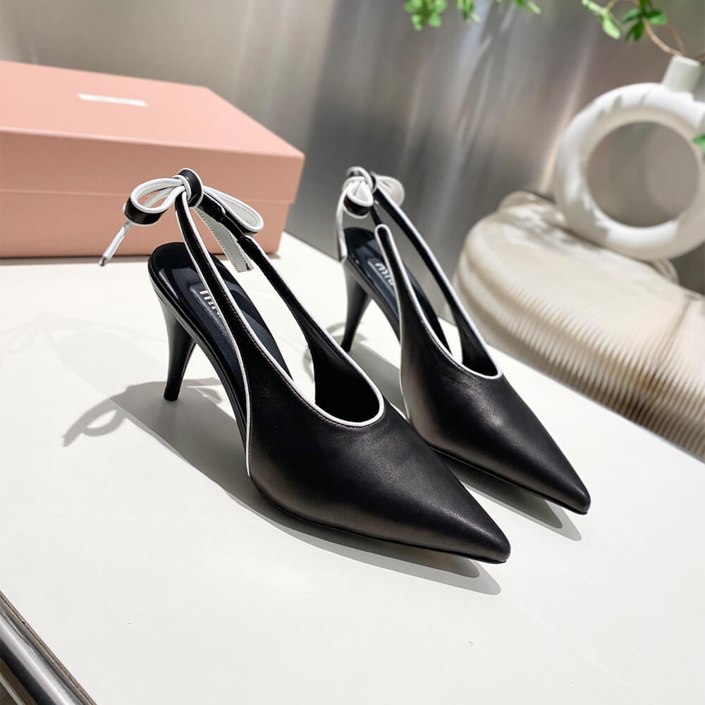 M1um1u Nappa leather slingback pumps