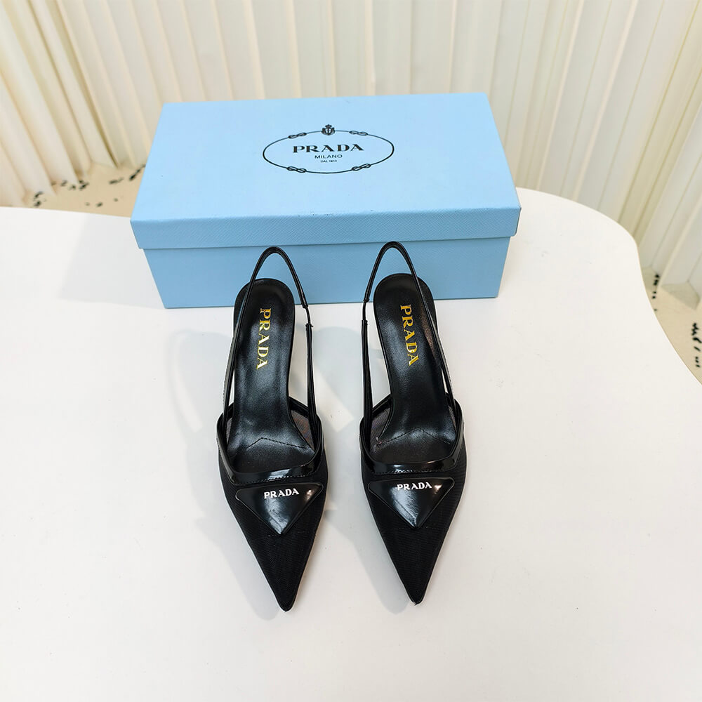 Pra*a Mesh fabric slingback pumps