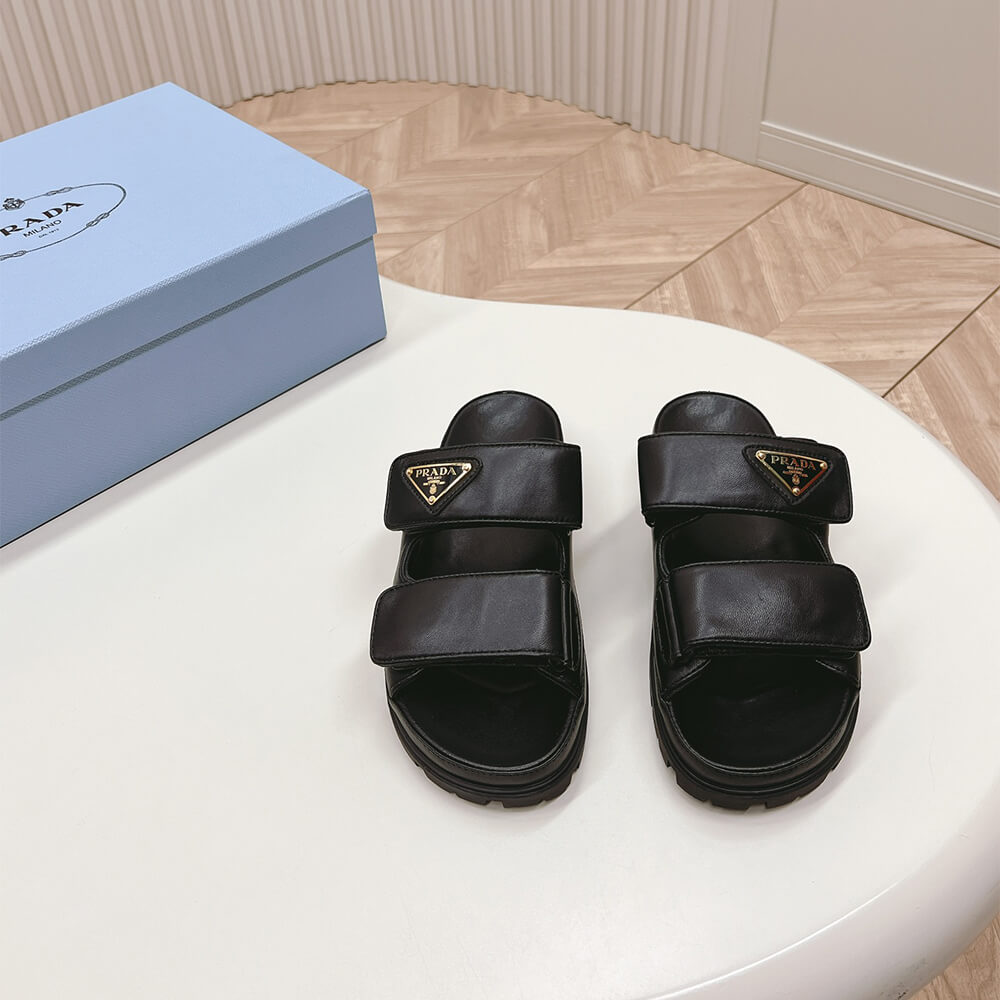 Pra*a Nappa leather slides