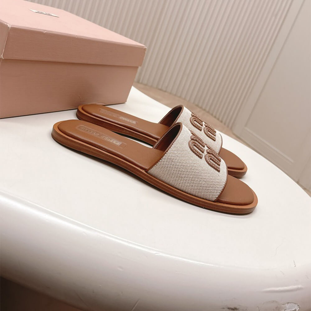 M1um1u Canvas and leather slides