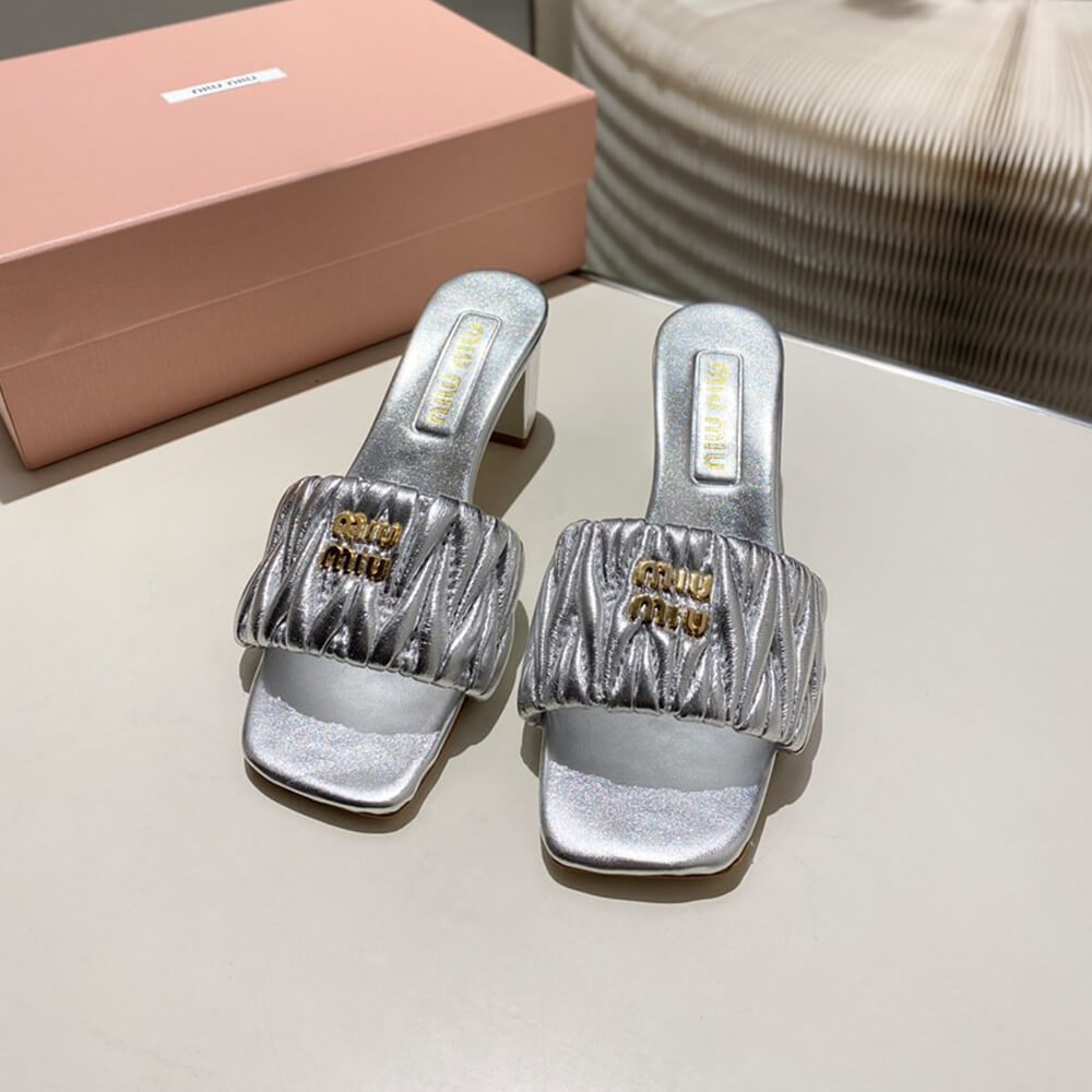 M1um1u Matelass?? nappa leather slides