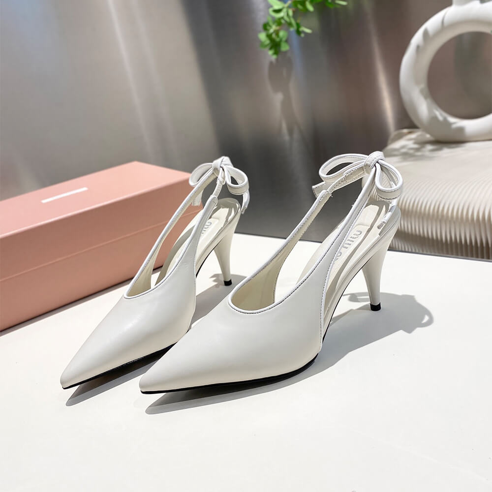 M1um1u Nappa leather slingback pumps