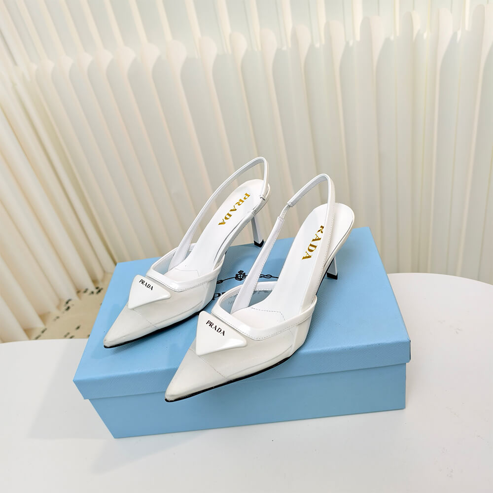 Pra*a Mesh fabric slingback pumps