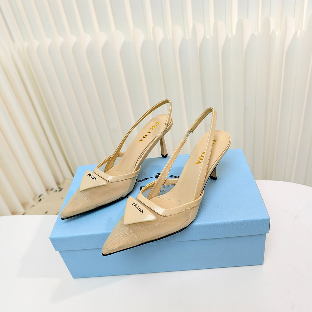 Pra*a Mesh fabric slingback pumps