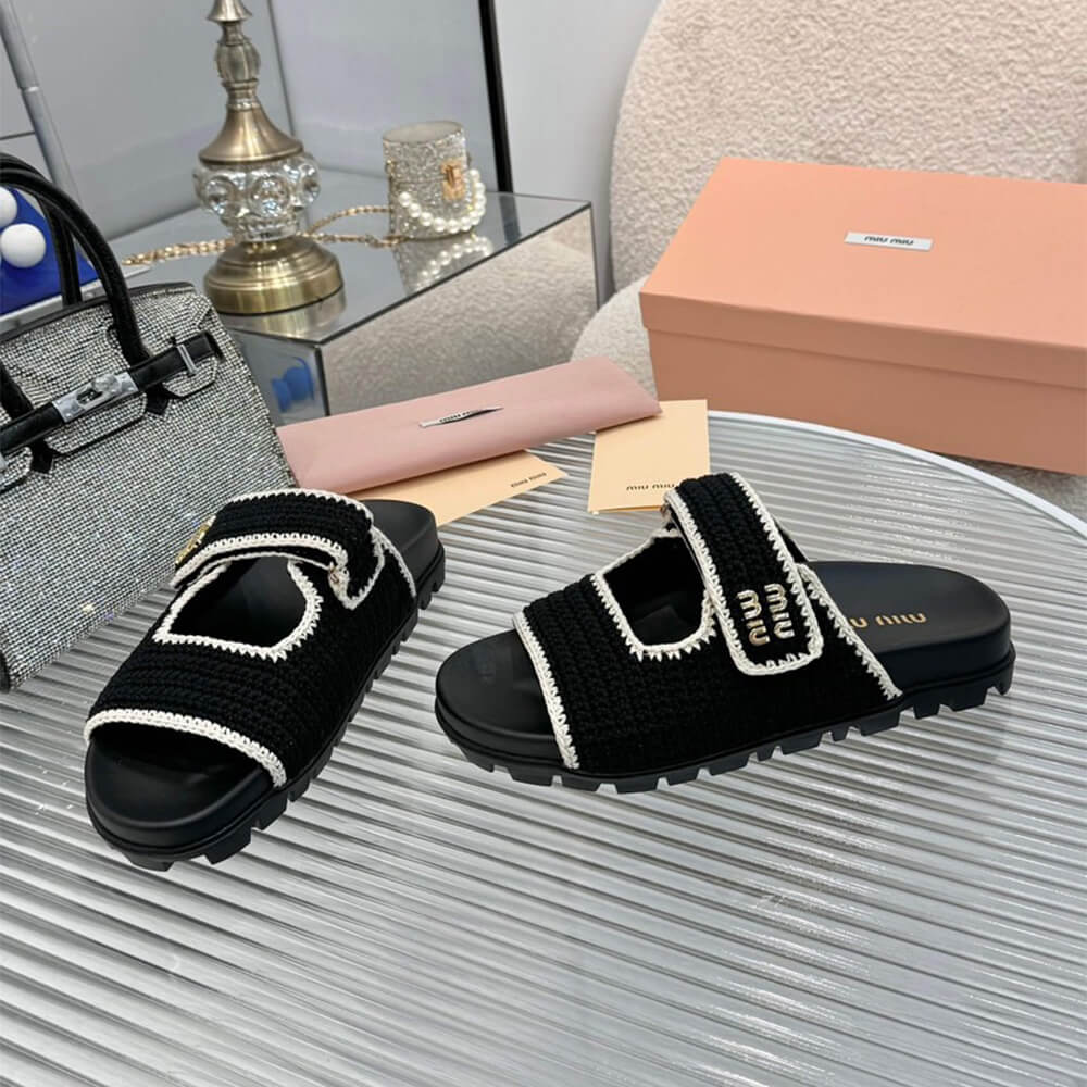 M1um1u Crochet knit slides