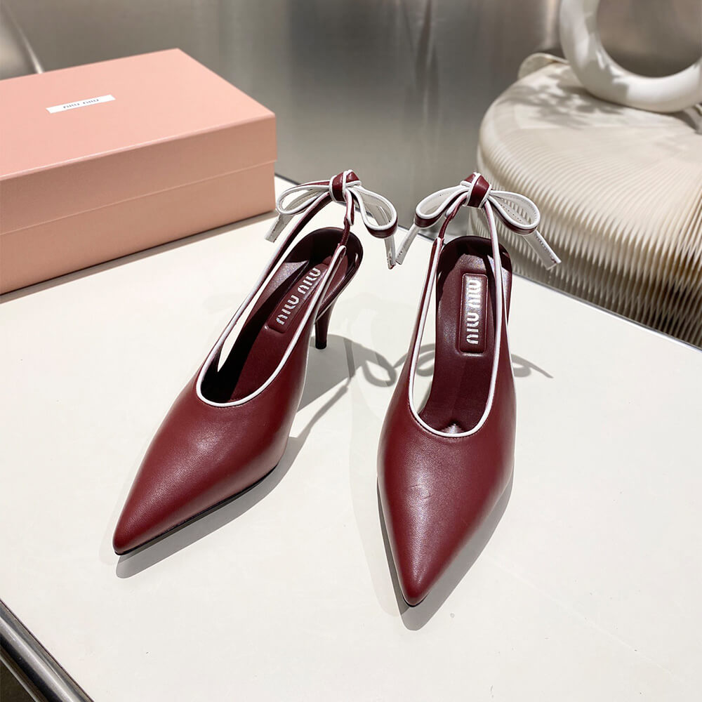 M1um1u Nappa leather slingback pumps