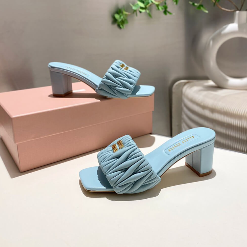 M1um1u Matelass?? nappa leather slides