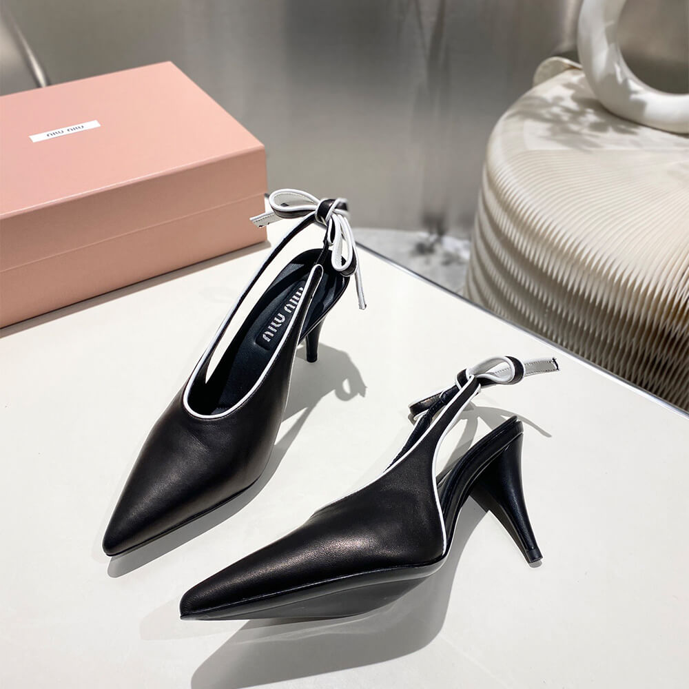 M1um1u Nappa leather slingback pumps