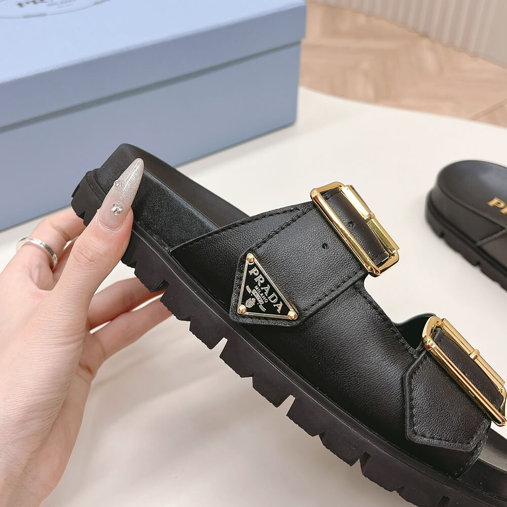 Pra*a Nappa leather slides