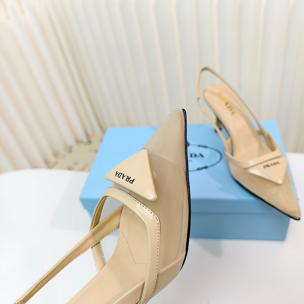 Pra*a Mesh fabric slingback pumps