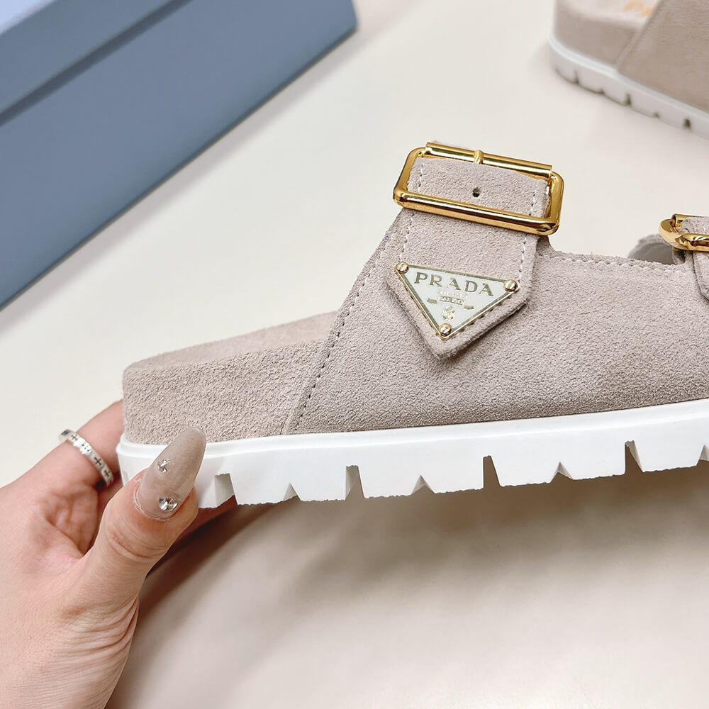 Pra*a Suede strap slides