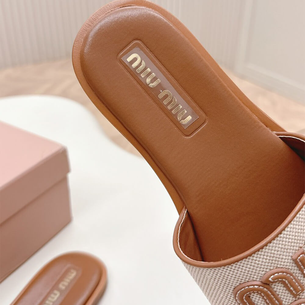 M1um1u Canvas and leather slides
