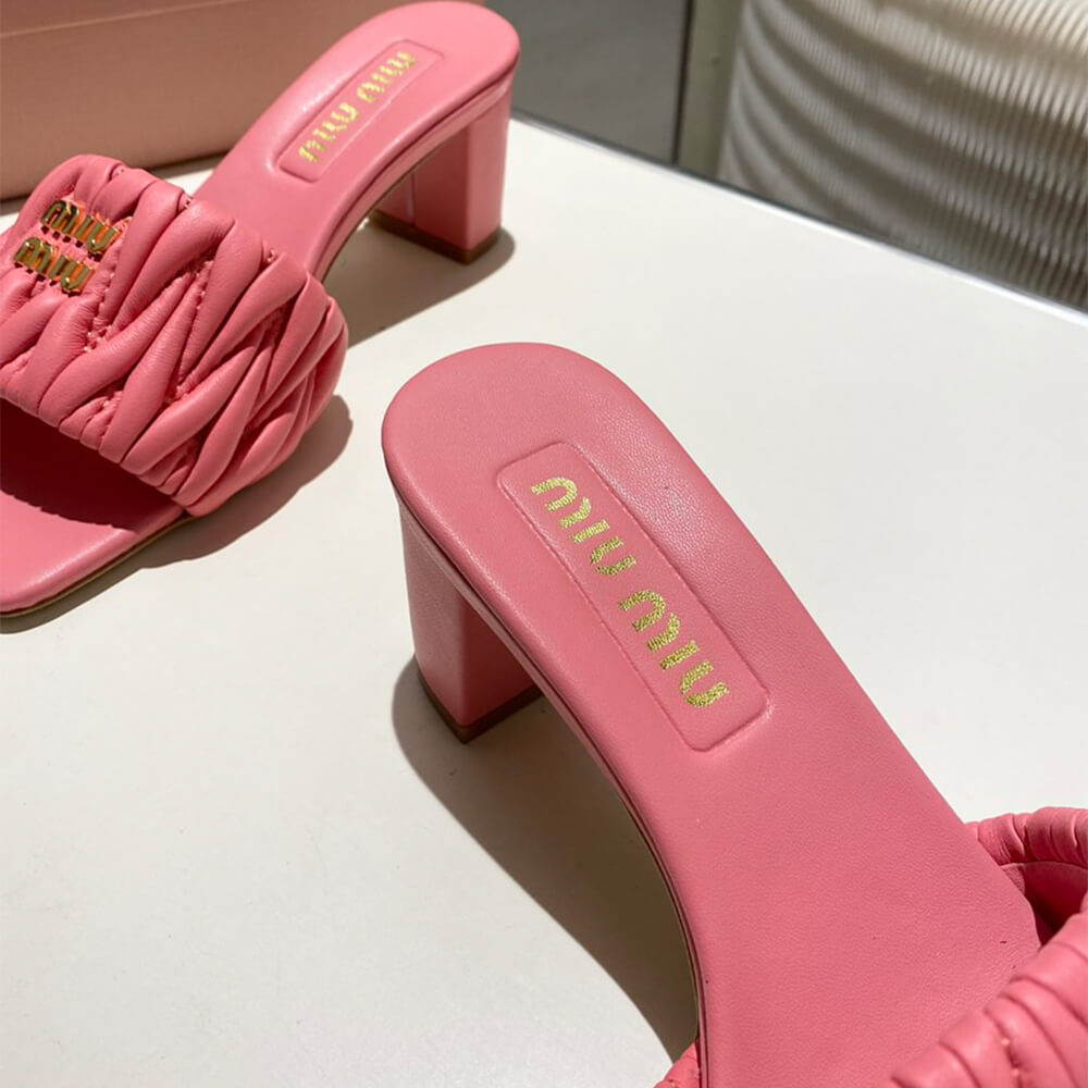M1um1u Matelass?? nappa leather slides