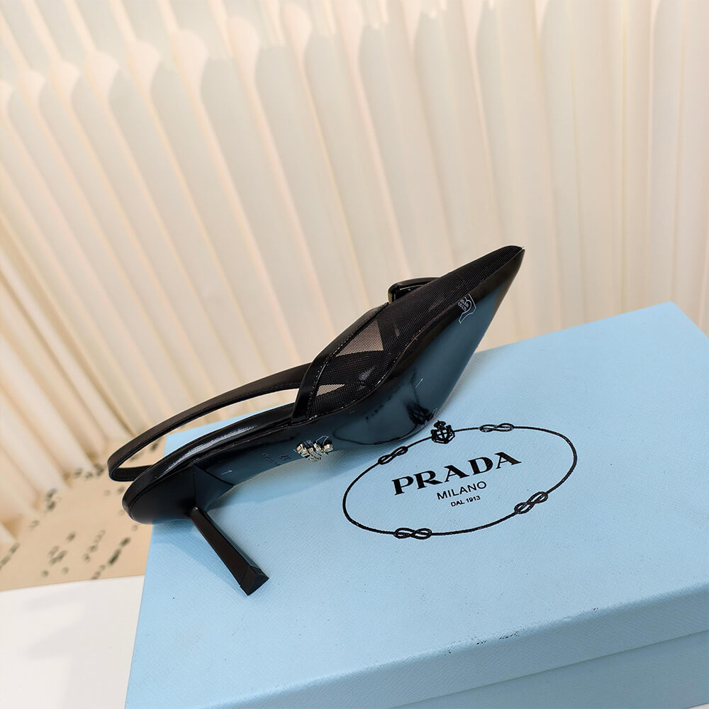 Pra*a Mesh fabric slingback pumps