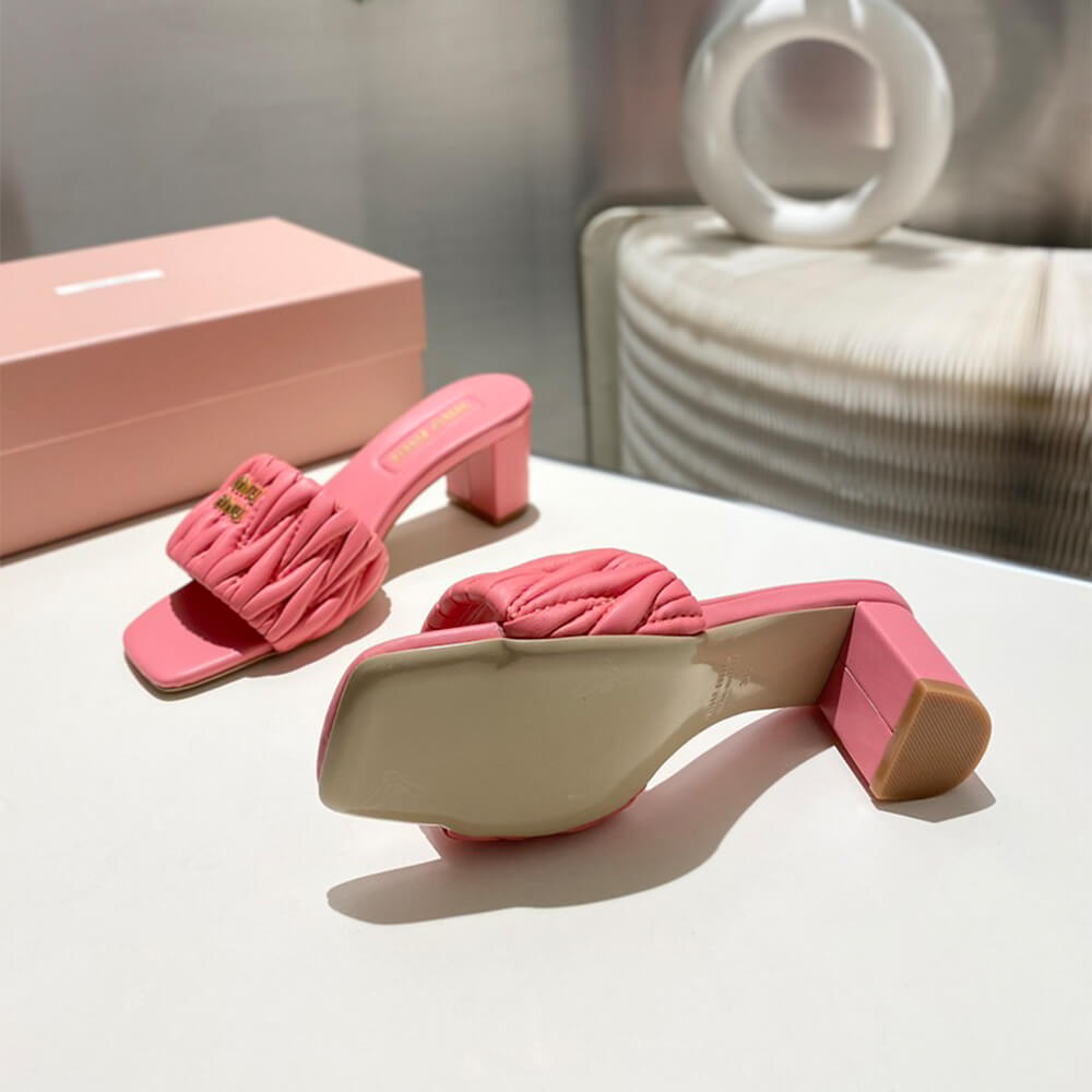 M1um1u Matelass?? nappa leather slides