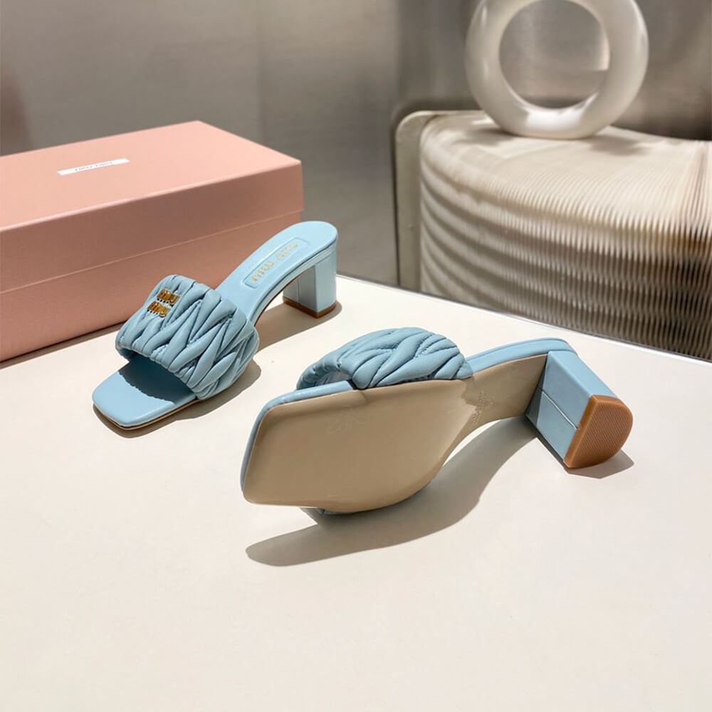 M1um1u Matelass?? nappa leather slides
