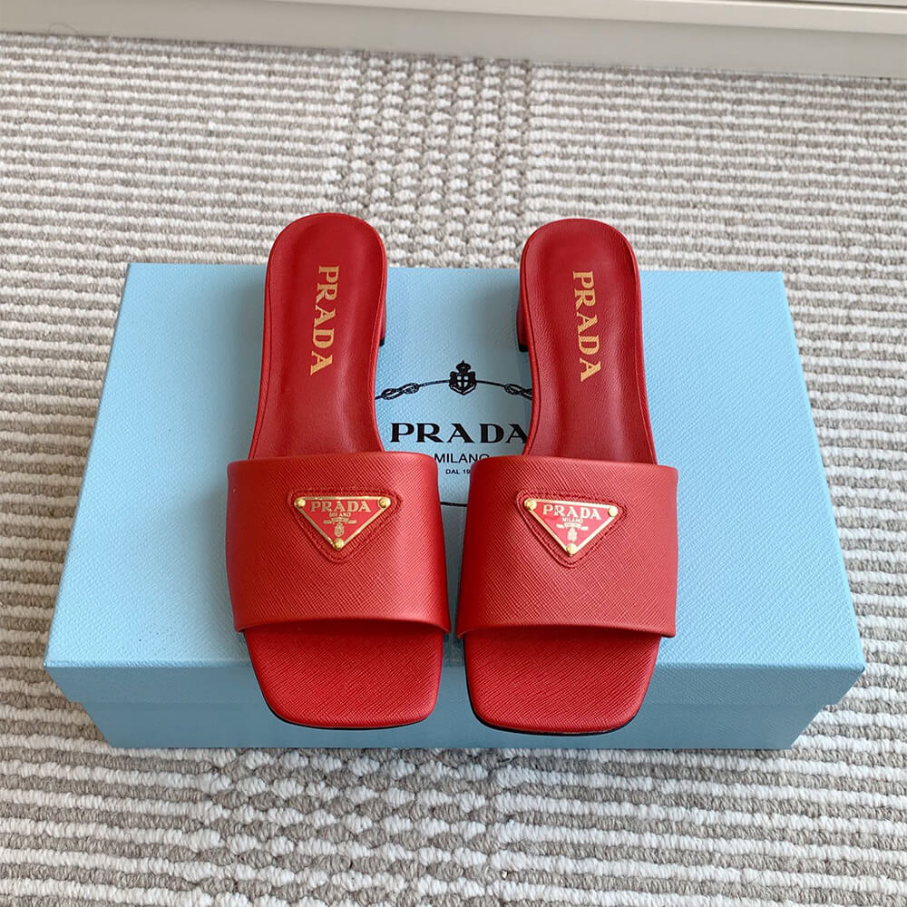 Pra*a Saffiano patent leather sandals