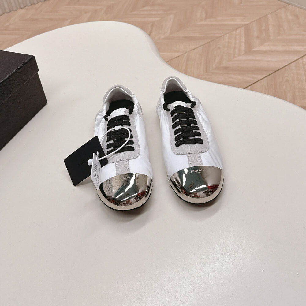 Pra*a Collapse Re-Nylon and suede sneakers with metal toecap