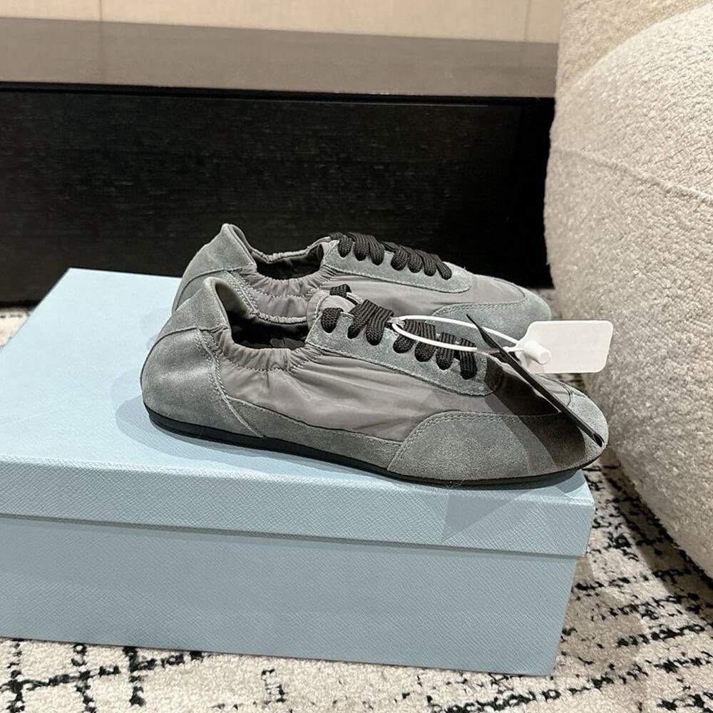 Pra*a Collapse Re-Nylon and suede elasticized sneakers