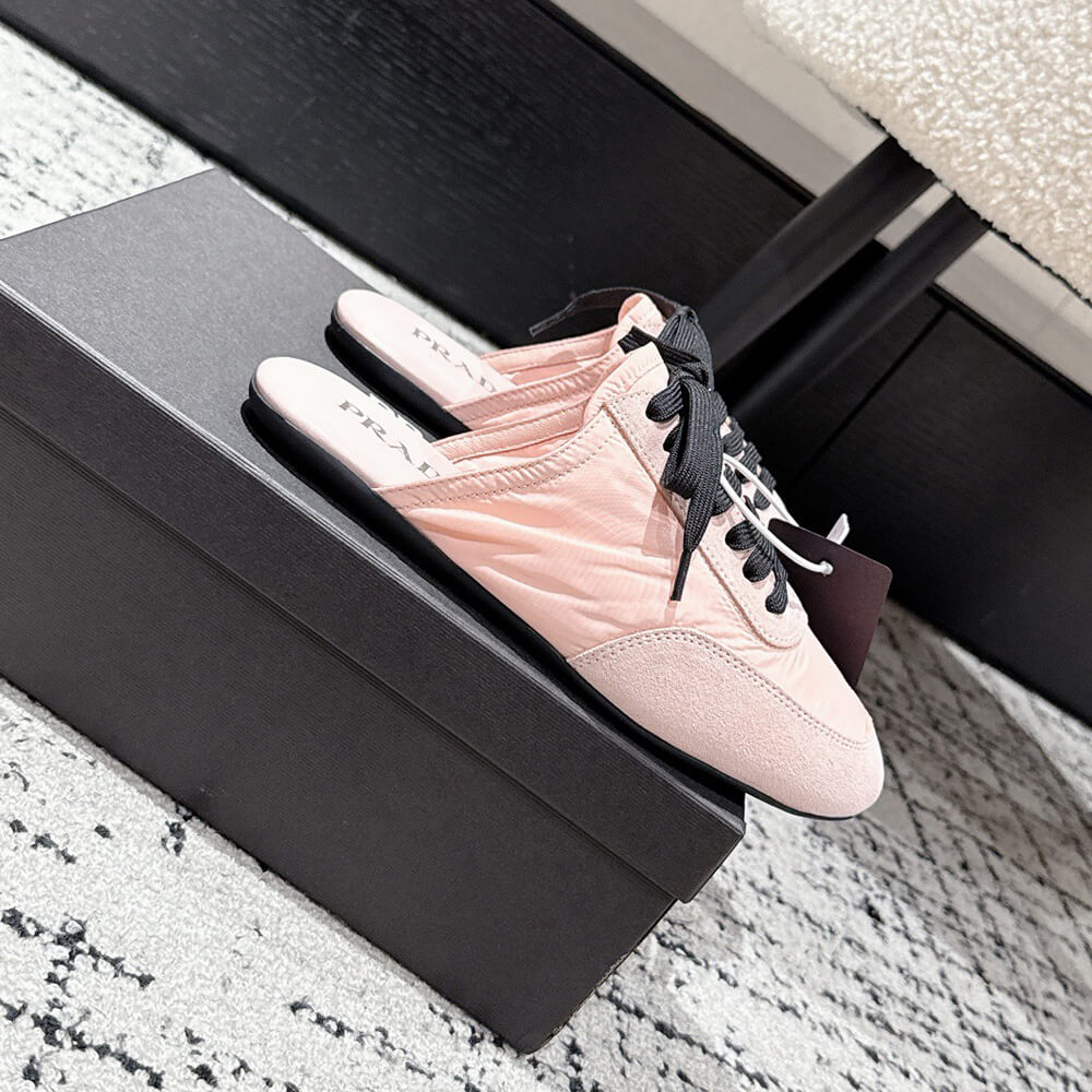 Pra*a Collapse Re-Nylon and suede mules