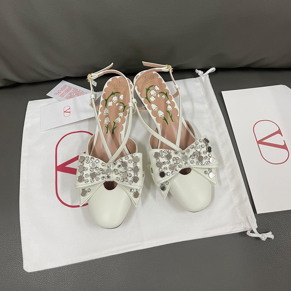 Va1e*ntin0 BOWOW crystal-embellished sheepskin high heels (heel height 4.5 cm)